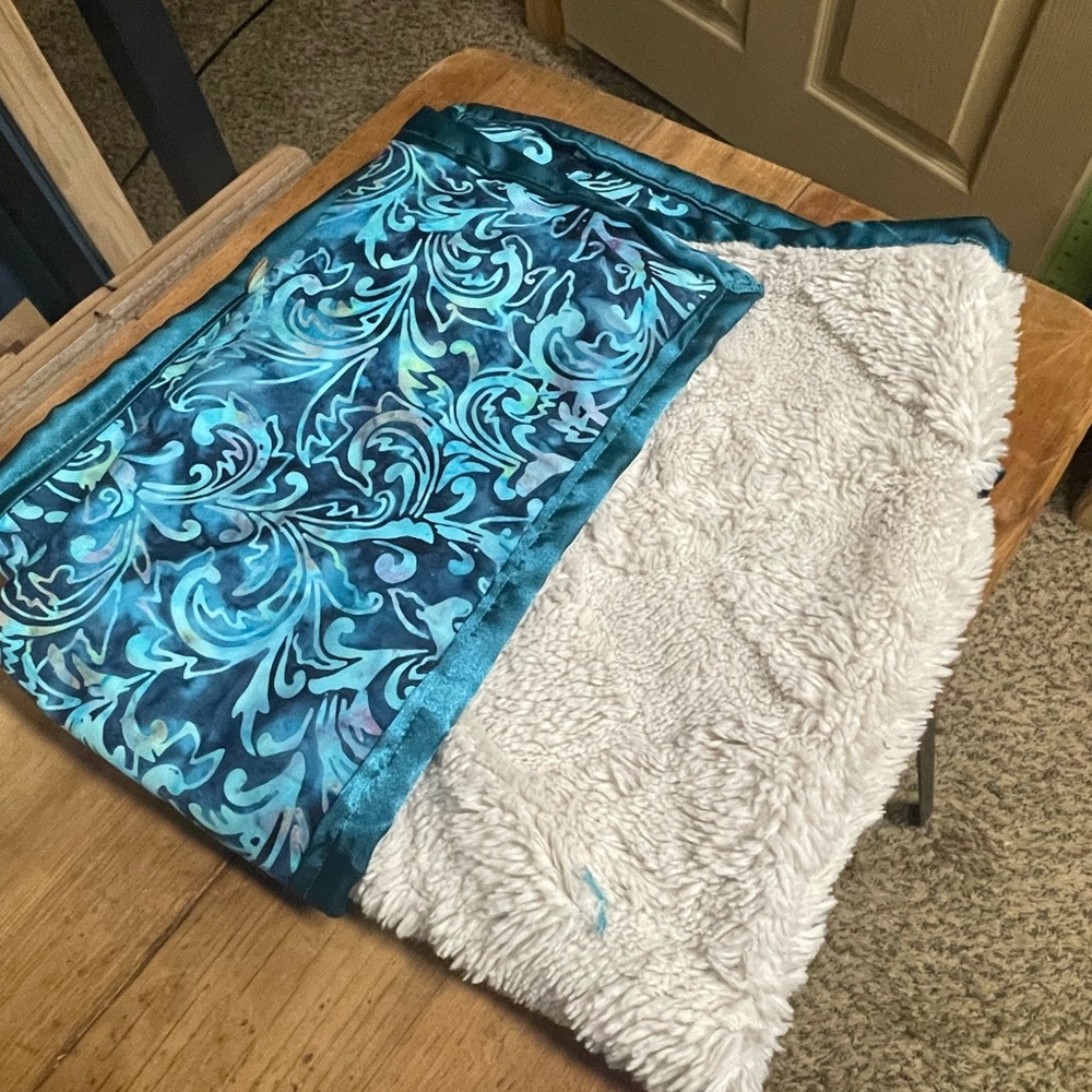 Blue and White Fleece Blanket